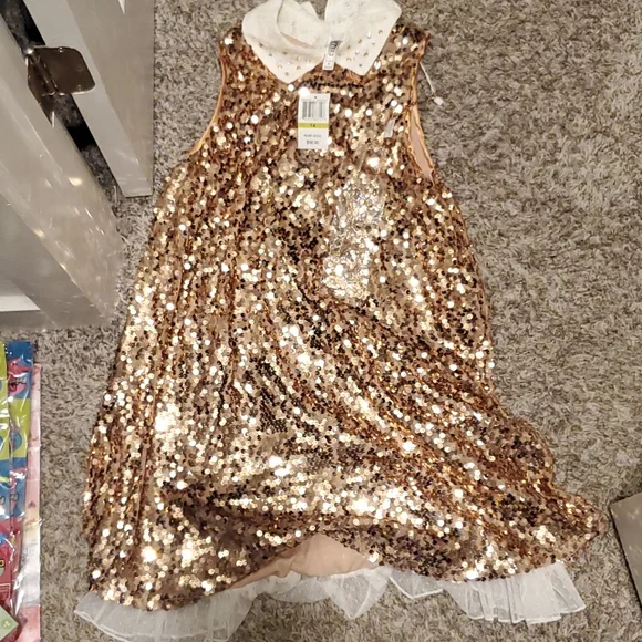 Beautees | Dresses | Nwt Girls Fully Sequenced Peter Pan Collared Dress |  Poshmark